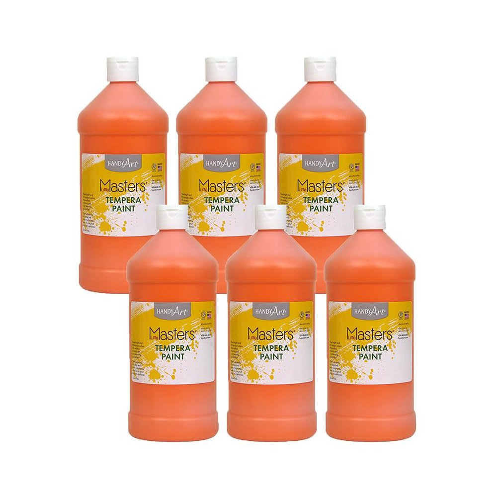 Little Masters Tempera Paint, Orange, 32 oz., Pack of 6. Picture 1