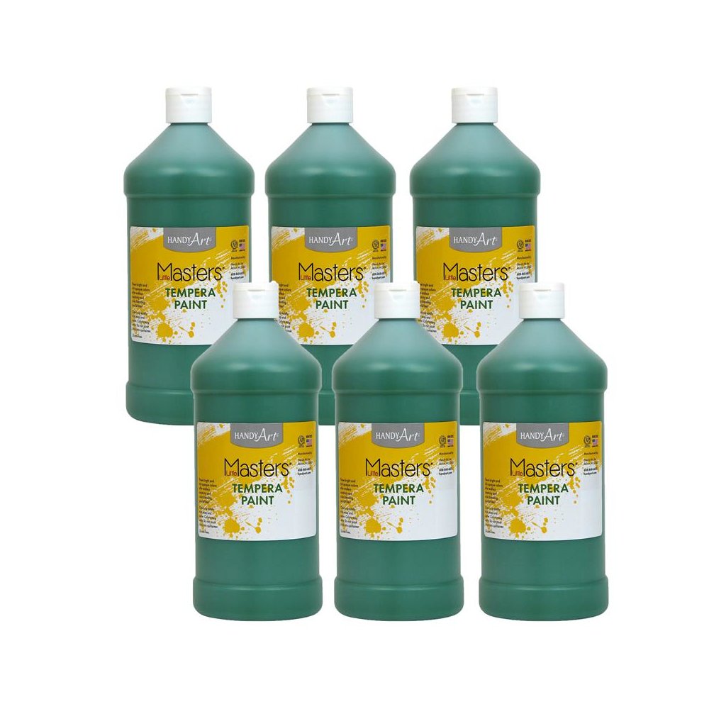 Little Masters Tempera Paint, Green, 32 oz., Pack of 6. Picture 1