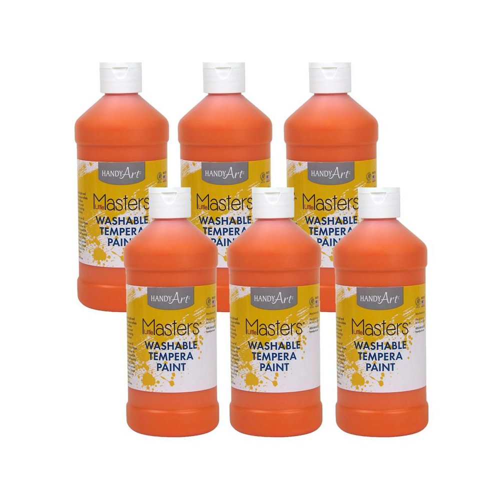 Little Masters Washable Tempera Paint, Orange, 16 oz., Pack of 6. Picture 1