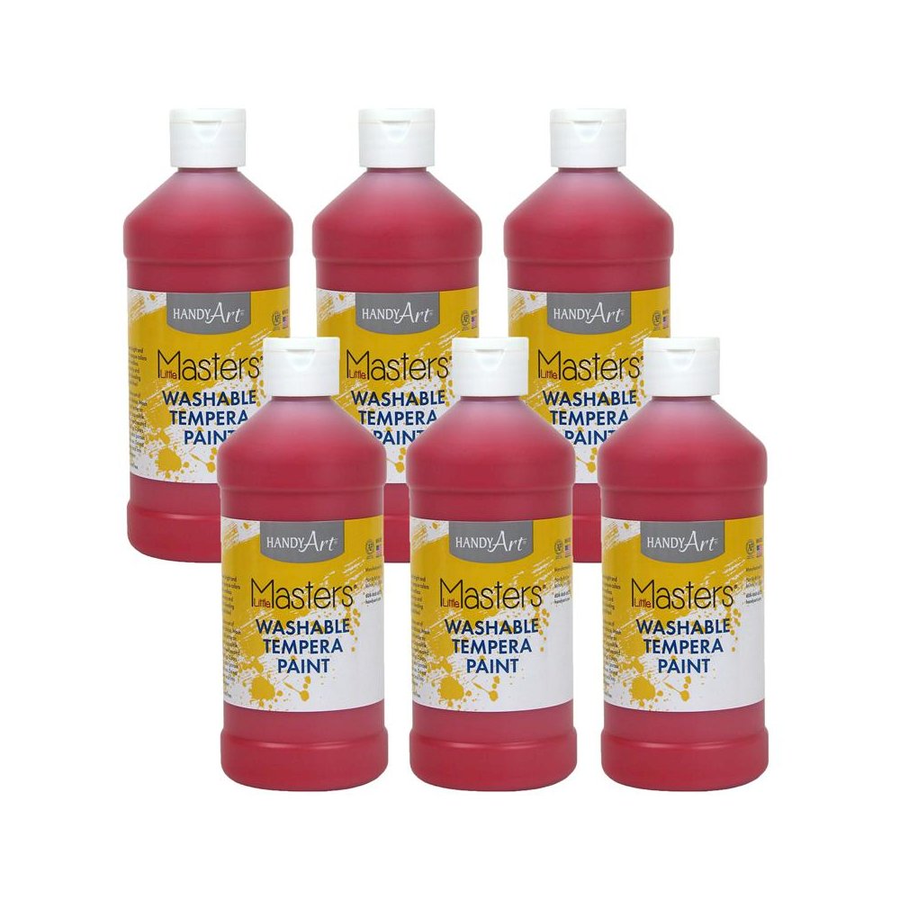 Little Masters Washable Tempera Paint, Red, 16 oz., Pack of 6. Picture 1