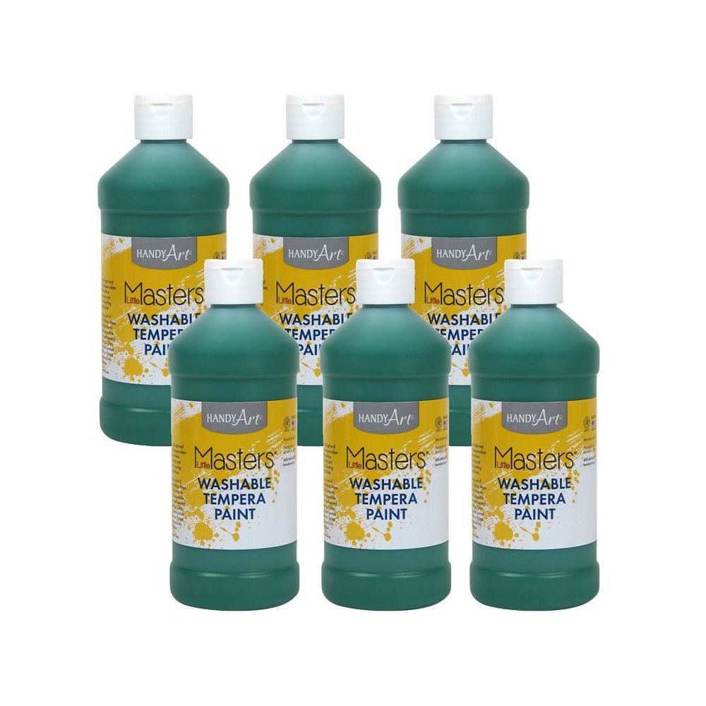 Little Masters Washable Tempera Paint, Green, 16 oz., Pack of 6. Picture 1