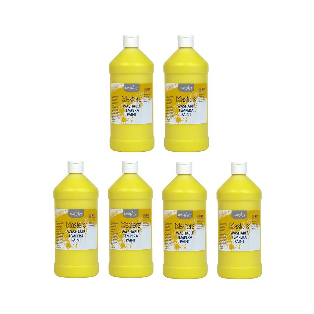 Little Masters Washable Tempera Paint, Yellow, 32 oz., Pack of 6. Picture 1