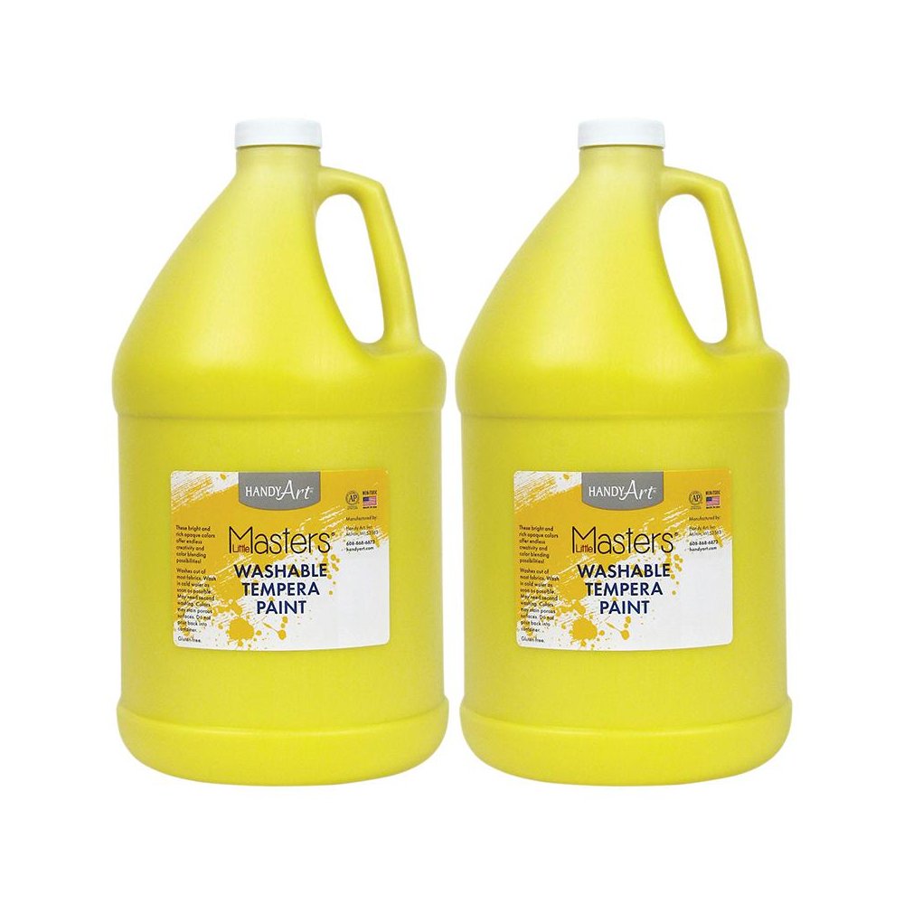 Little Masters Washable Tempera Paint, Yellow, Gallon, Pack of 2. Picture 1