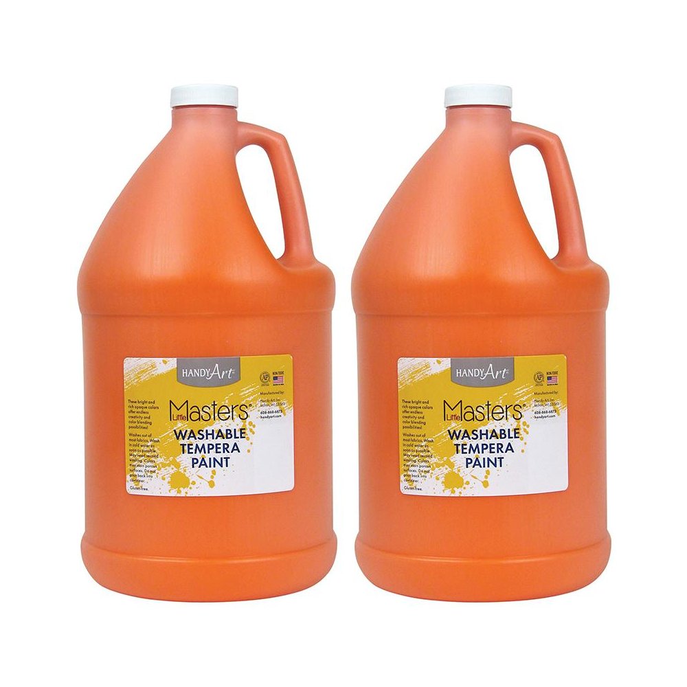 Little Masters Washable Tempera Paint, Orange, Gallon, Pack of 2. Picture 1