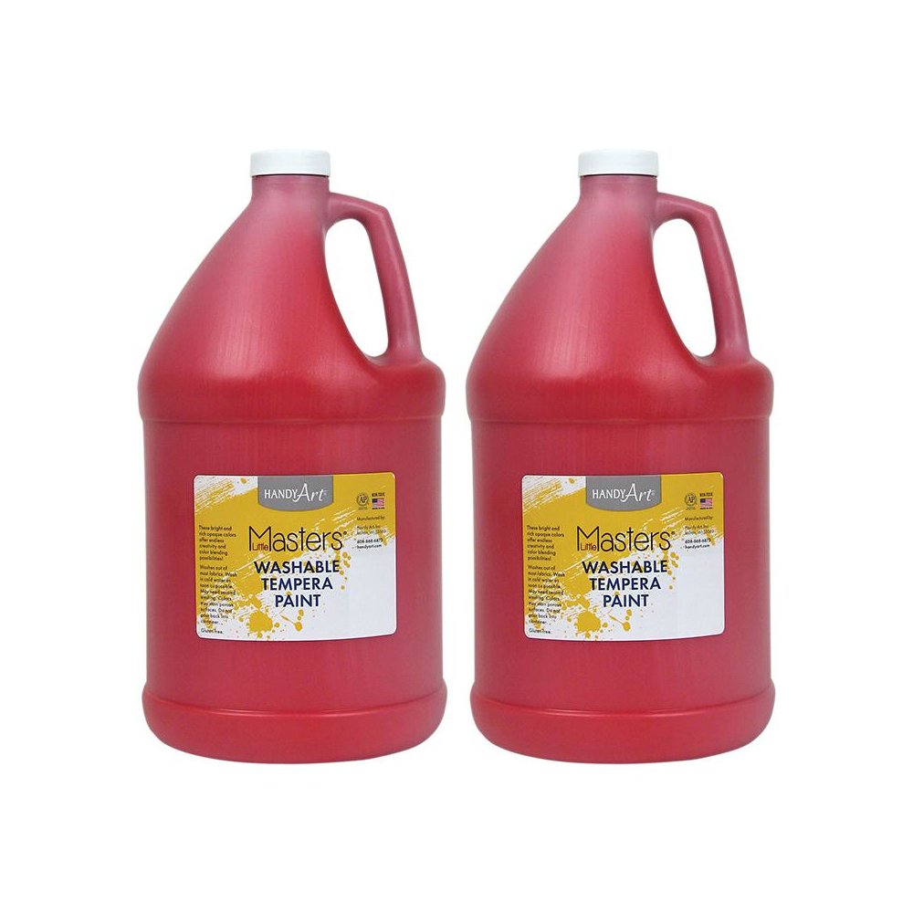 Little Masters Washable Tempera Paint, Red, Gallon, Pack of 2. Picture 1
