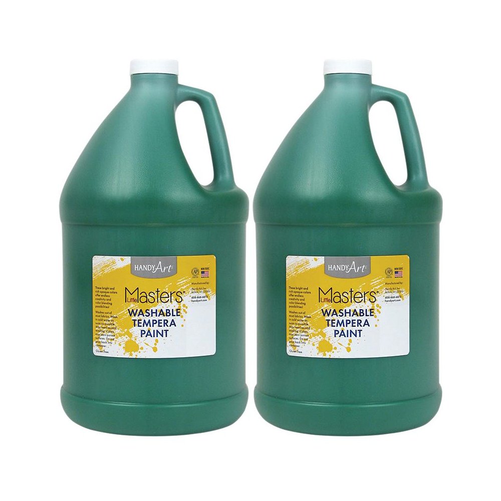 Little Masters Washable Tempera Paint, Green, Gallon, Pack of 2. Picture 1