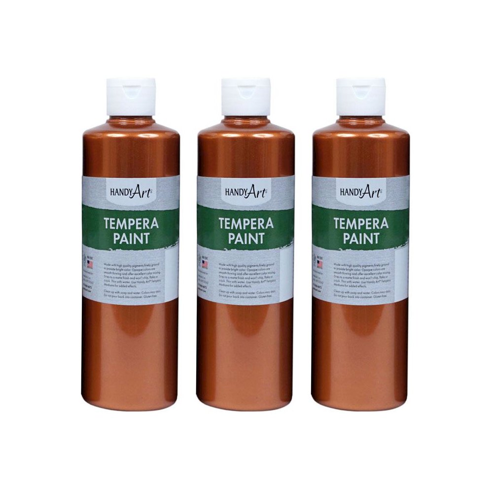 Metallic Tempera Paint, 16 oz., Copper, Pack of 3. Picture 1