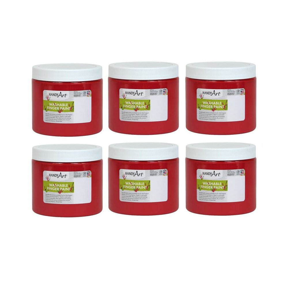 Washable Finger Paint, Red, 16 oz., Pack of 6. Picture 1
