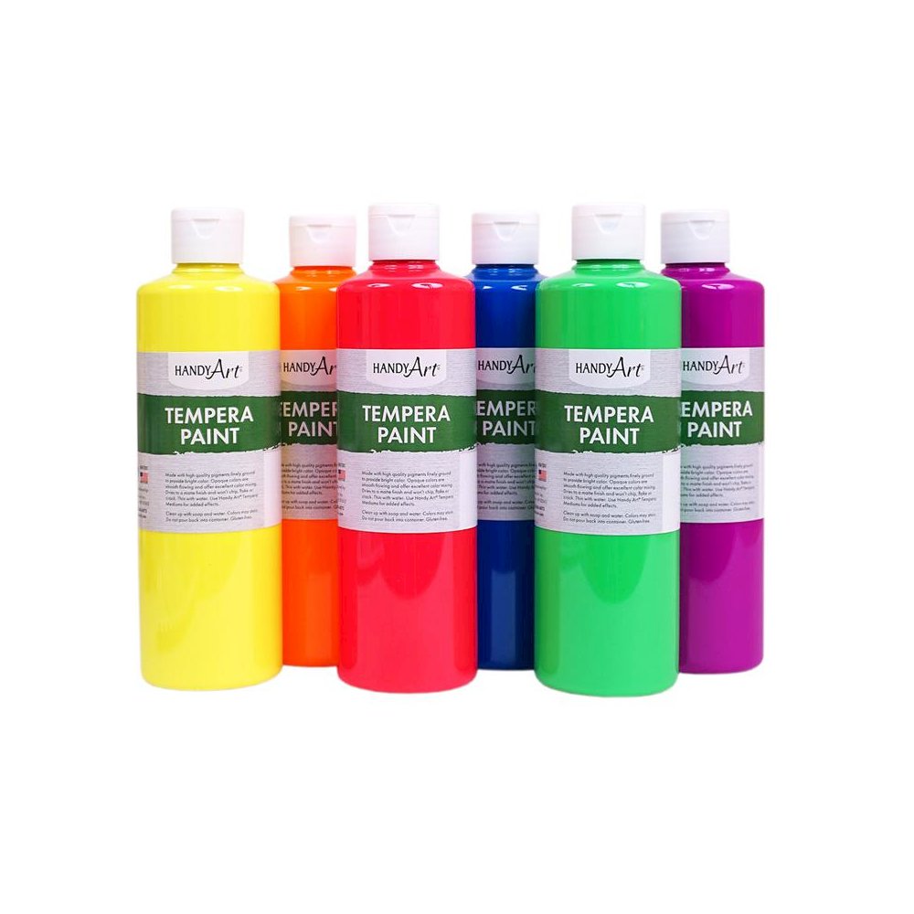 Tempera Paint, Pint, Fluorescent 6-Color Set. Picture 1