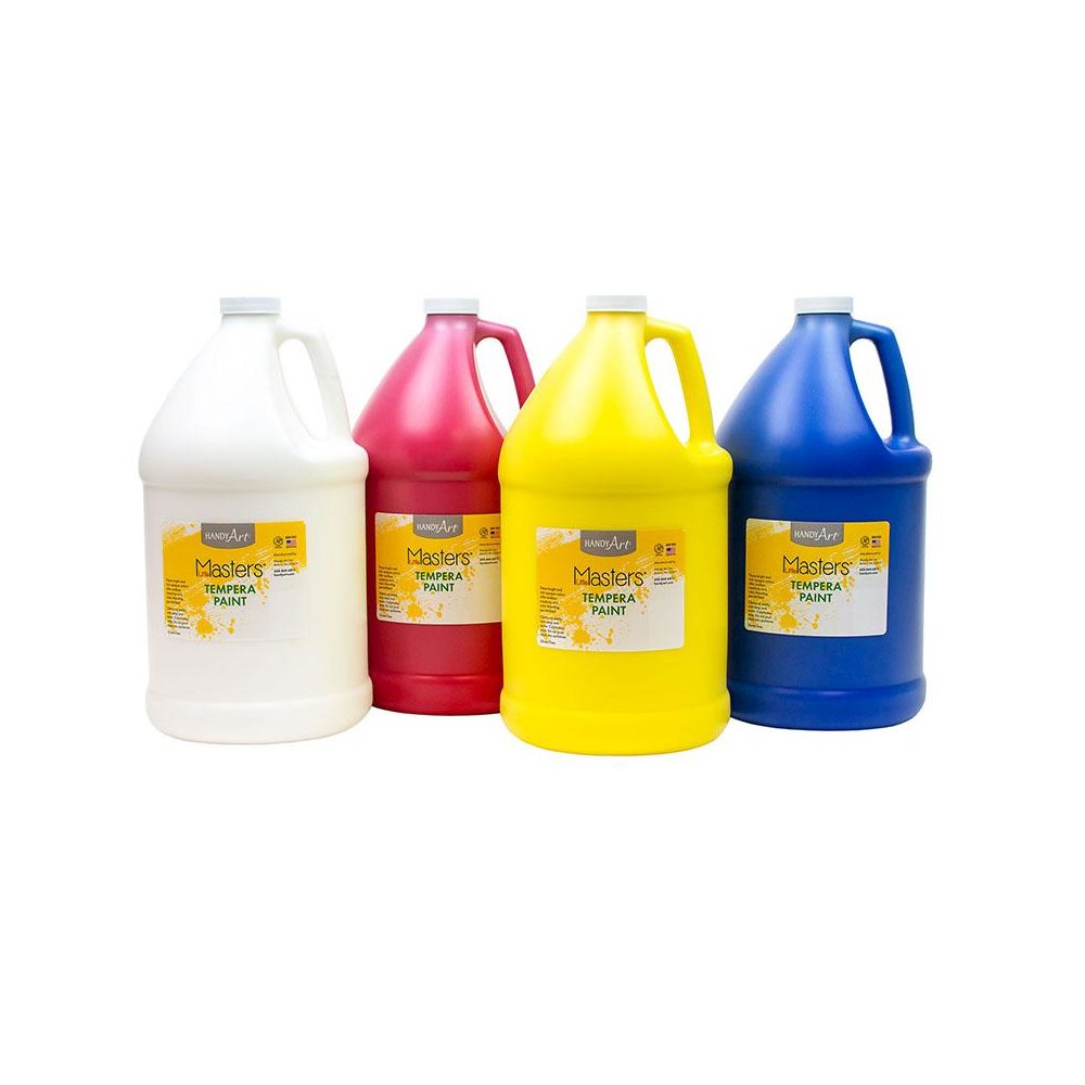 Little Masters Tempera Paint - 4 Gallon Kit, White, Yellow, Red, Blue. Picture 1