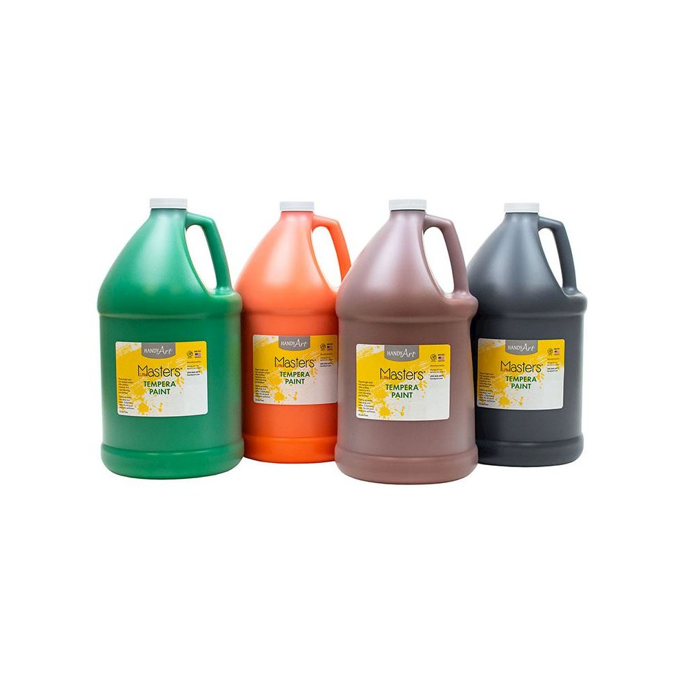 Little Masters Tempera Paint - 4 Gallon Kit, Orange, Green, Brown, Black. Picture 1