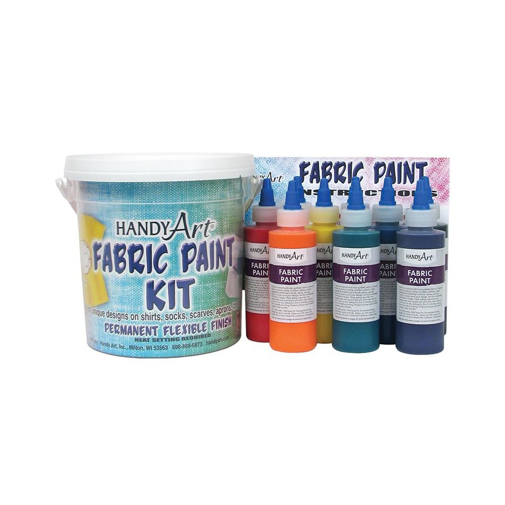 HANDY ART FABRIC PAINT BUCKET KIT 9 - 4OZ BOTTLES. Picture 1
