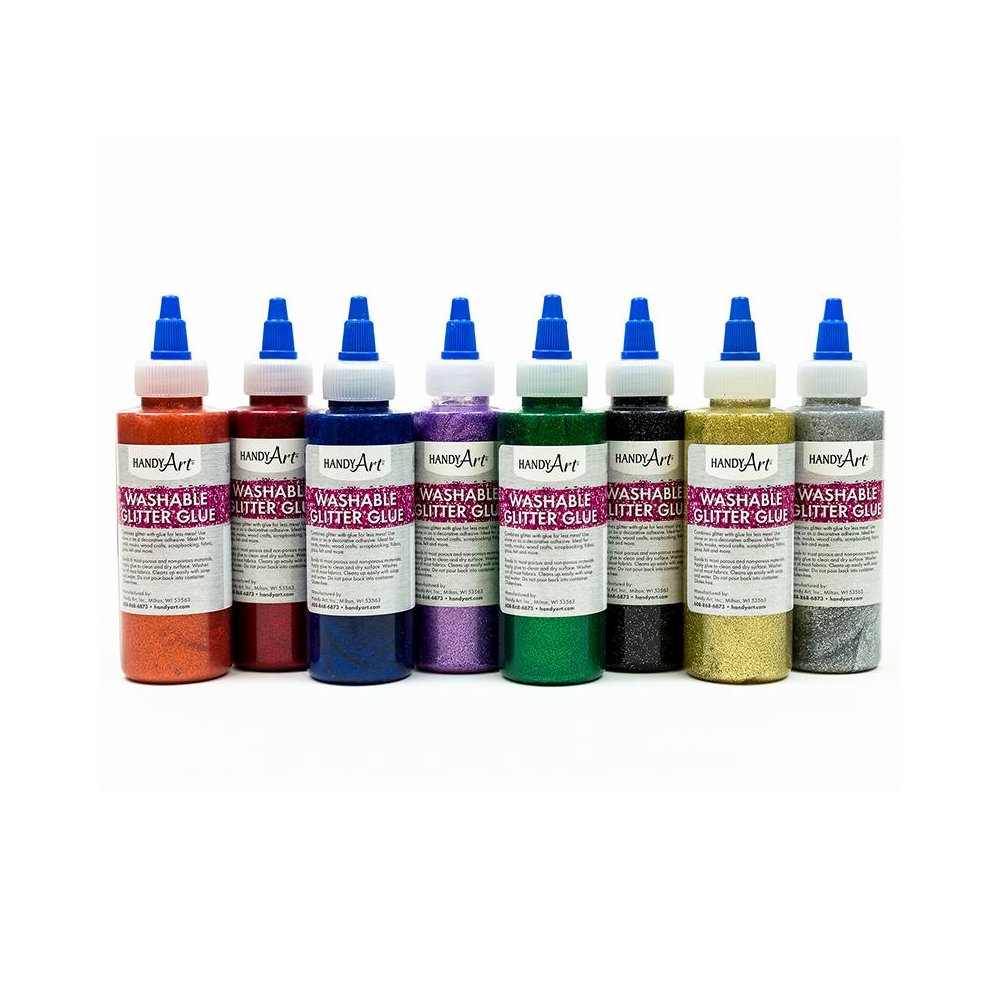 Glitter Glue, 4 oz Bottles, Set of 8. Picture 1
