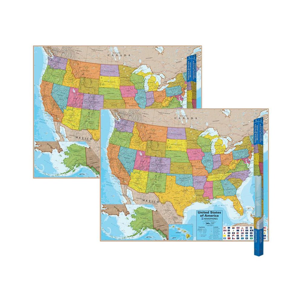 Blue Ocean Series USA Laminated Wall Map, 38" x 48", Pack of 2. Picture 1