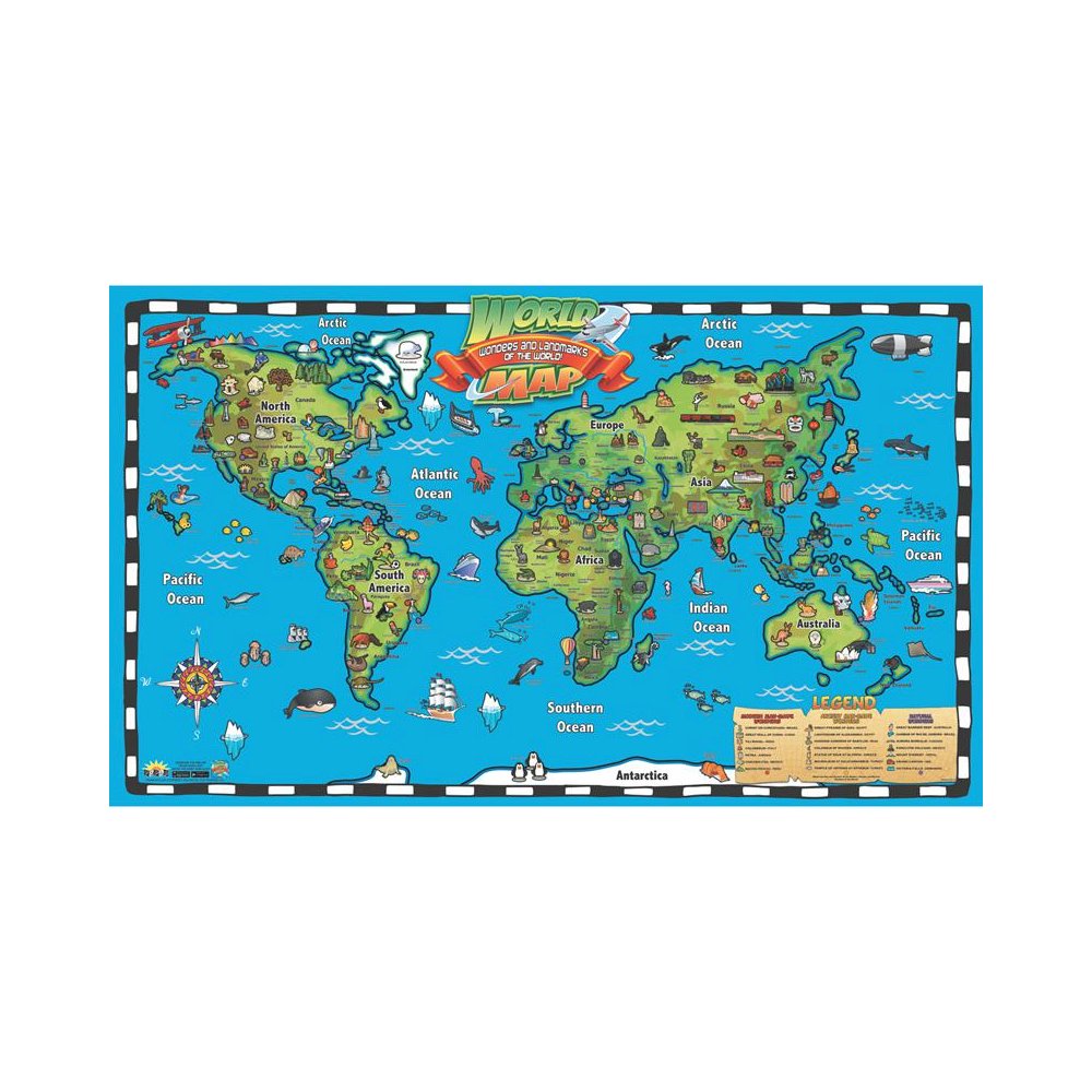 Kid's World Map Interactive Wall Chart with Free App. Picture 1