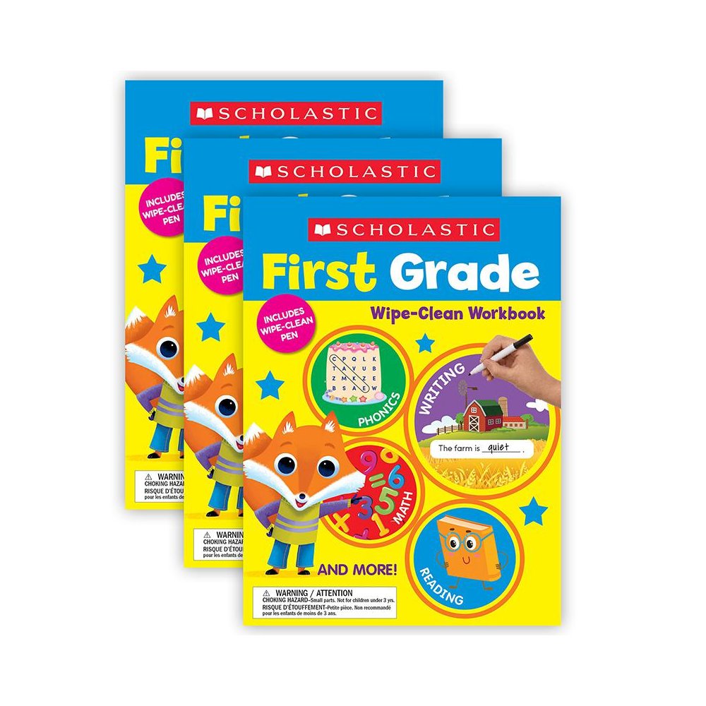 First Grade Wipe Clean Workbook, Pack of 3. Picture 1