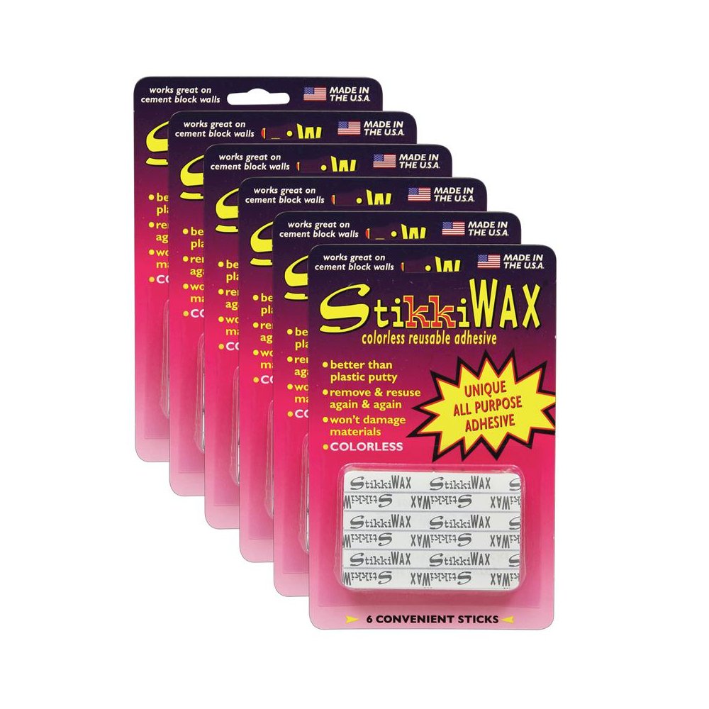 StikkiWAX Adhesive Bars/Sticks, 6 Per Pack, 6 Packs. Picture 1