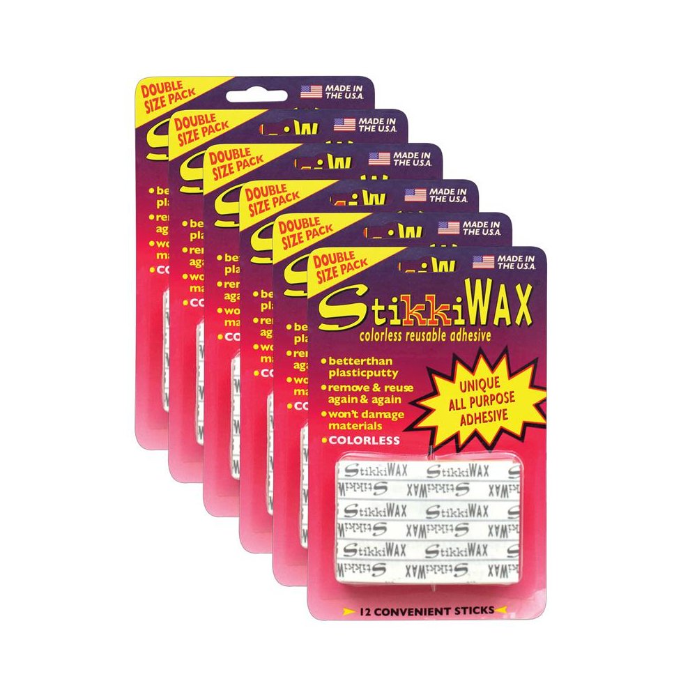 StikkiWAX Adhesive Bars/Sticks, 12 Per Pack, 6 Packs. Picture 1