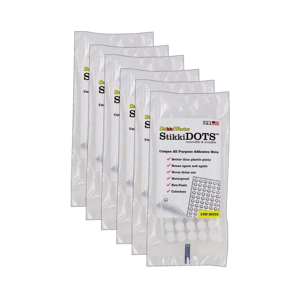 StikkiDOTS, Adhesive Dots, 100 Per Pack, 6 Packs. Picture 1