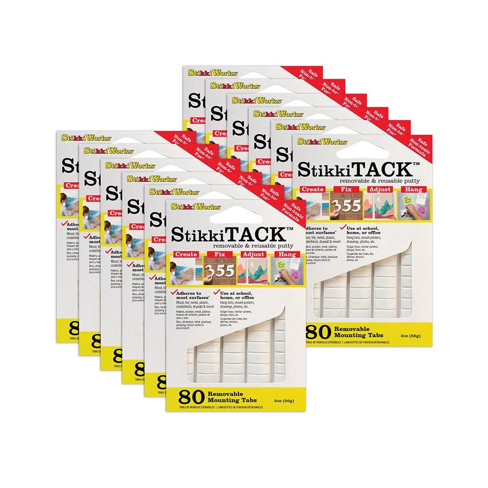 StikkiTack, White, 2 oz./80 Tabs Per Pack, 12 Packs. Picture 1