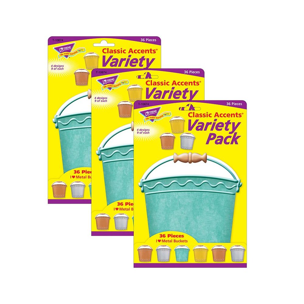 I Love Metal Buckets Classic Accents Variety Pack, 36 Per Pack, 3 Packs. Picture 1