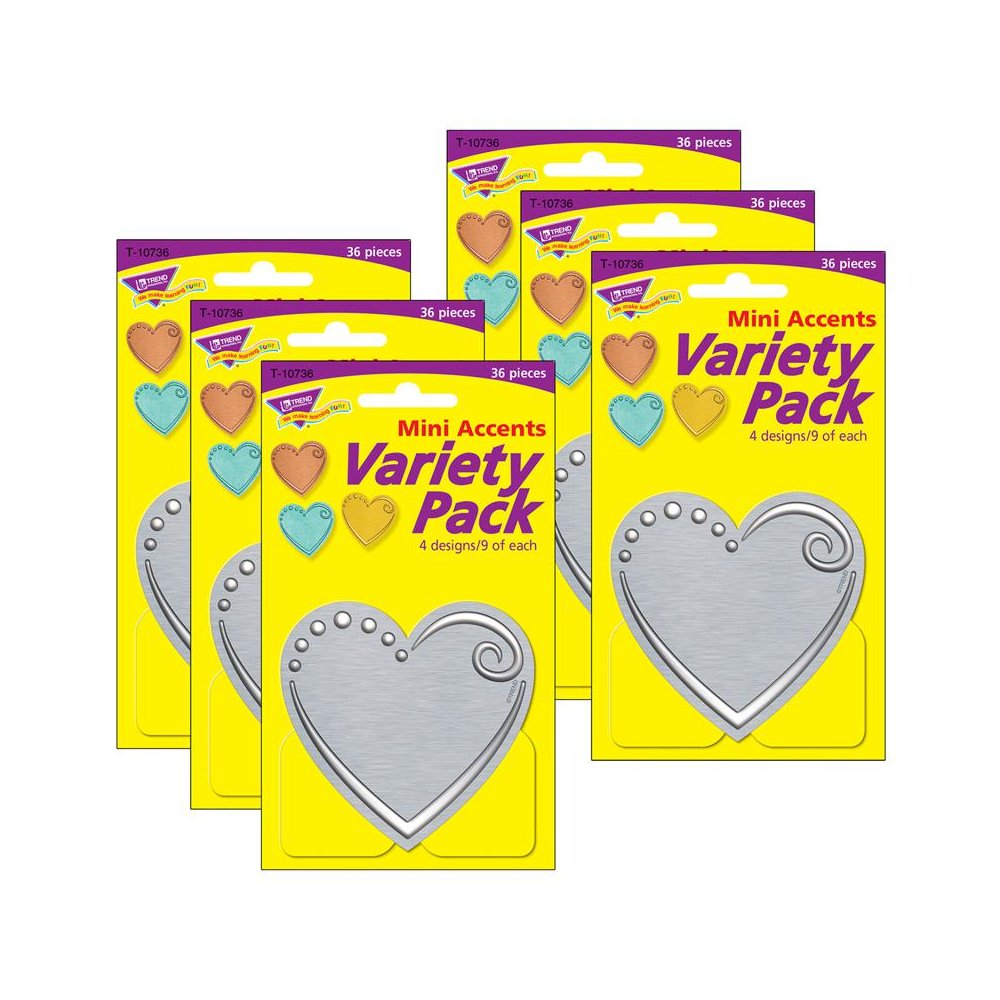 I Love Metal Hearts Mini Accents Variety Pack, 36 Per Pack, 6 Packs. Picture 1