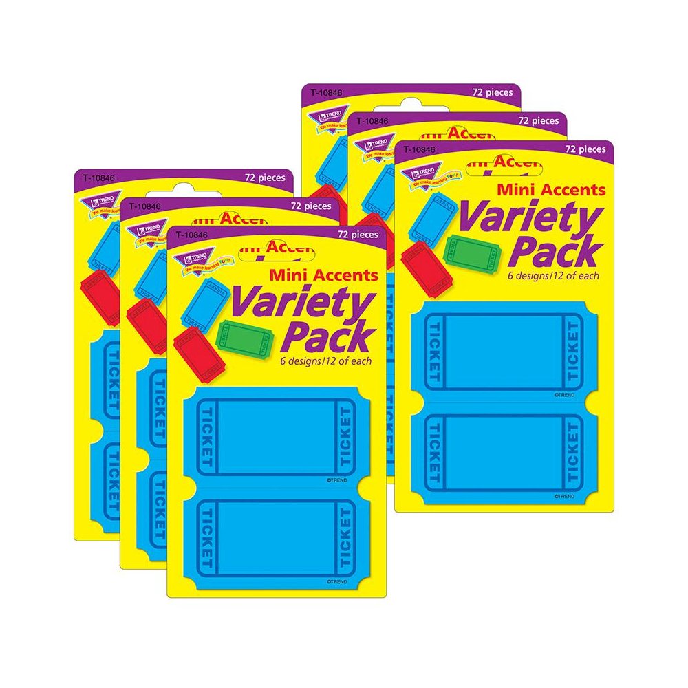 Winning Tickets Mini Accents Variety Pack, 72 Per Pack, 6 Packs. Picture 1