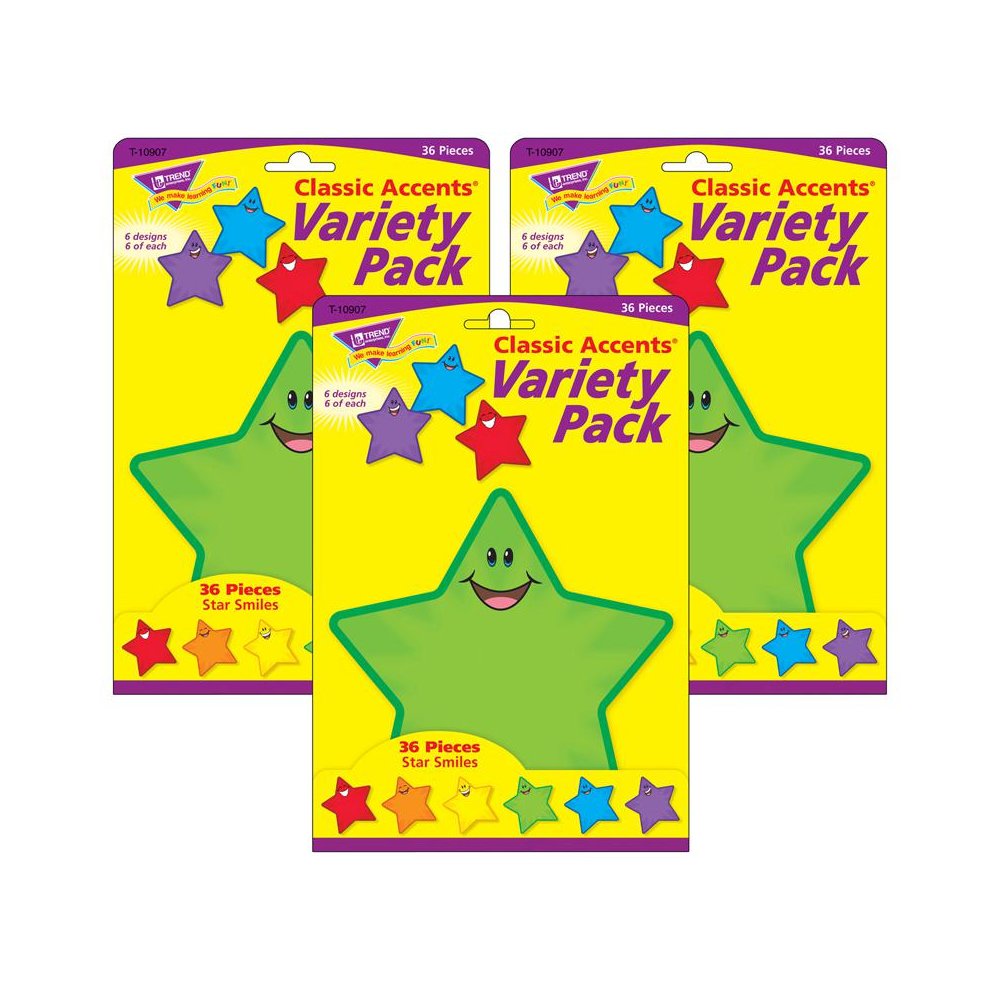 Star Smiles Classic Accents Variety Pack, 36 Per Pack, 3 Packs. Picture 1