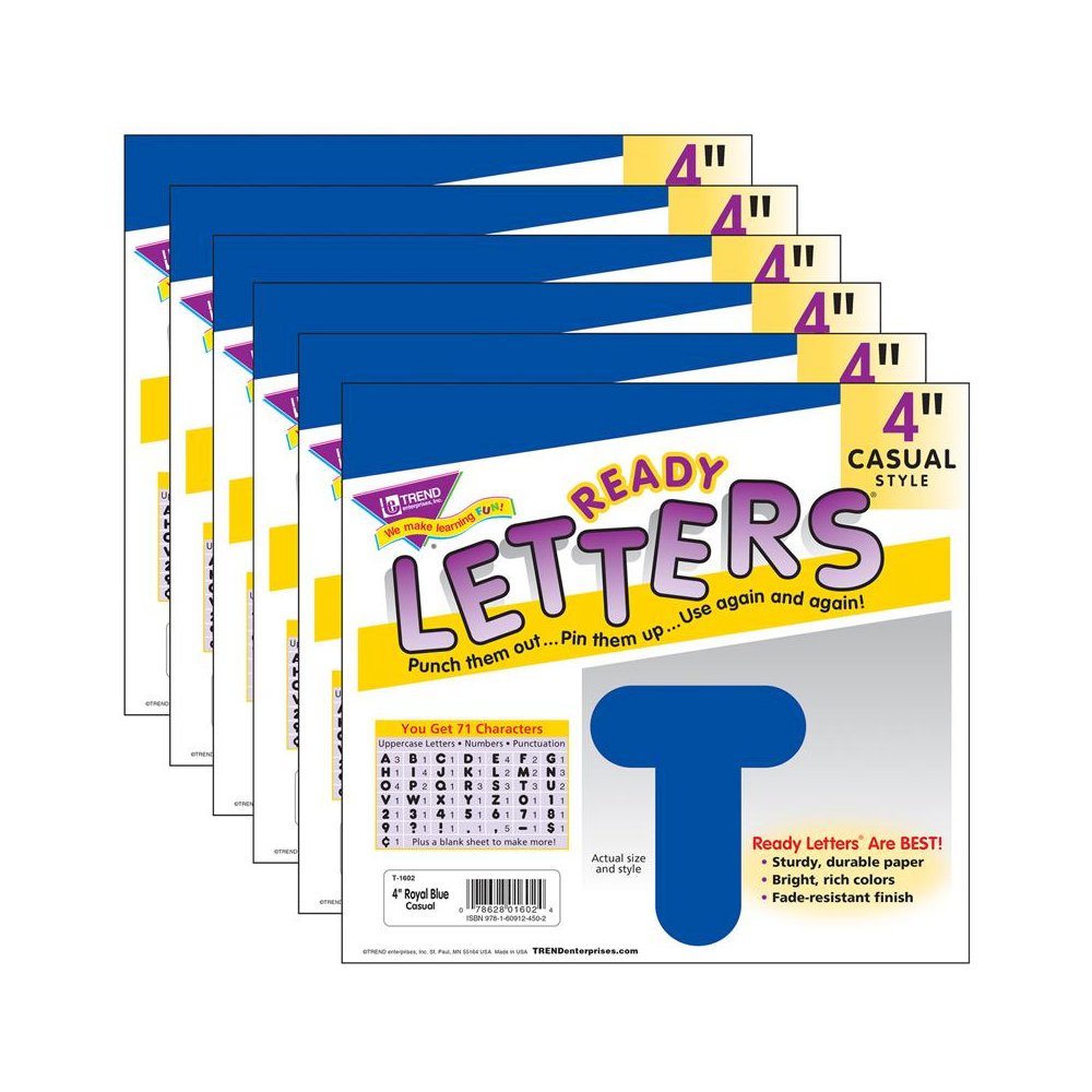 Royal Blue 4" Casual Uppercase Ready Letters, 6 Packs. Picture 1