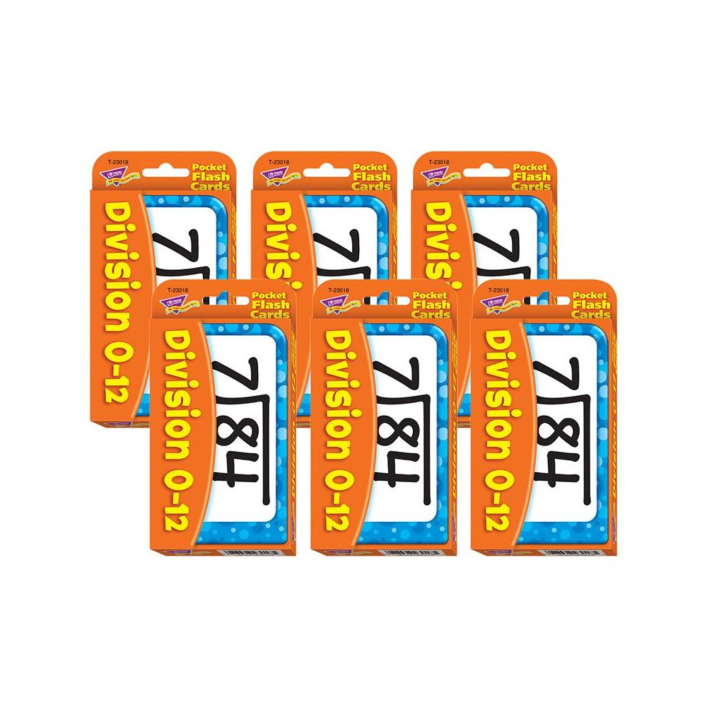 Division 0-12 Pocket Flash Cards, 6 Packs. Picture 1