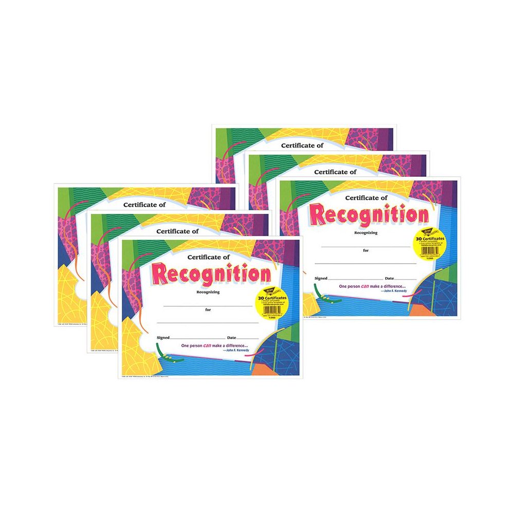 Certificate of Recognition Colorful Classics Certificates, 30 Per Pack, 6 Packs. Picture 1