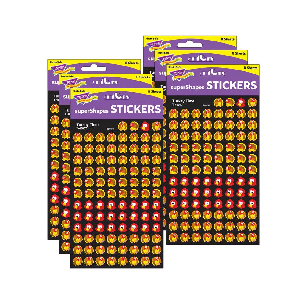 Turkey Time superShapes Stickers, 800 Per Pack, 6 Packs. Picture 1