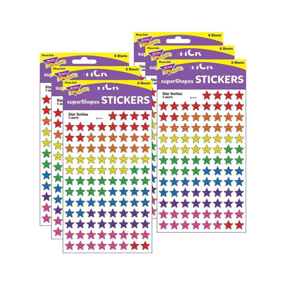 Star Smiles superShapes Stickers, 800 Per Pack, 6 Packs. Picture 1