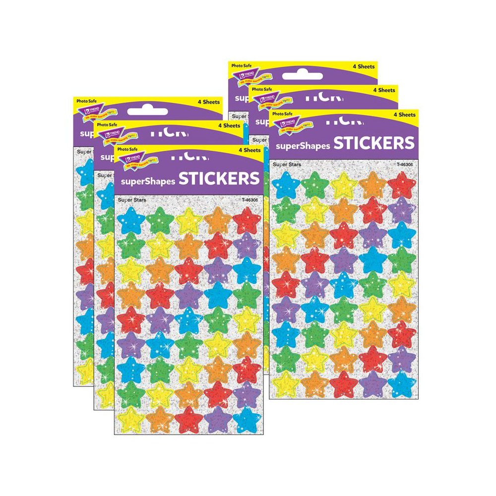Super Stars superShapes Stickers-Sparkle, 180 Per Pack, 6 Packs. Picture 1