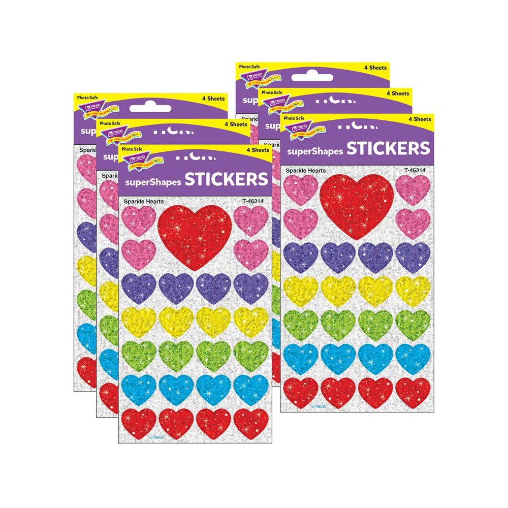 Sparkle Hearts superShapes Stickers-Sparkle, 100 Per Pack, 6 Packs. Picture 1