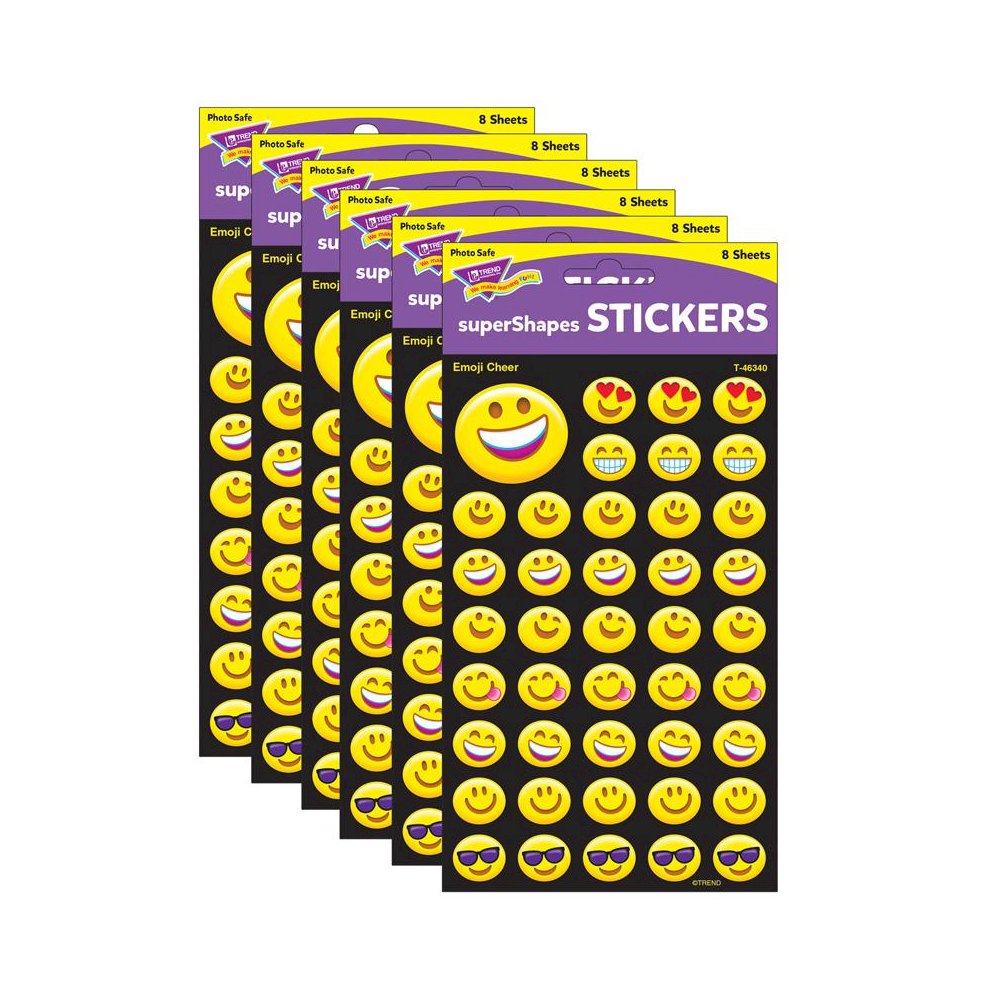 Emoji Cheer superShapes Stickers-Large, 336 Per Pack, 6 Packs. Picture 1