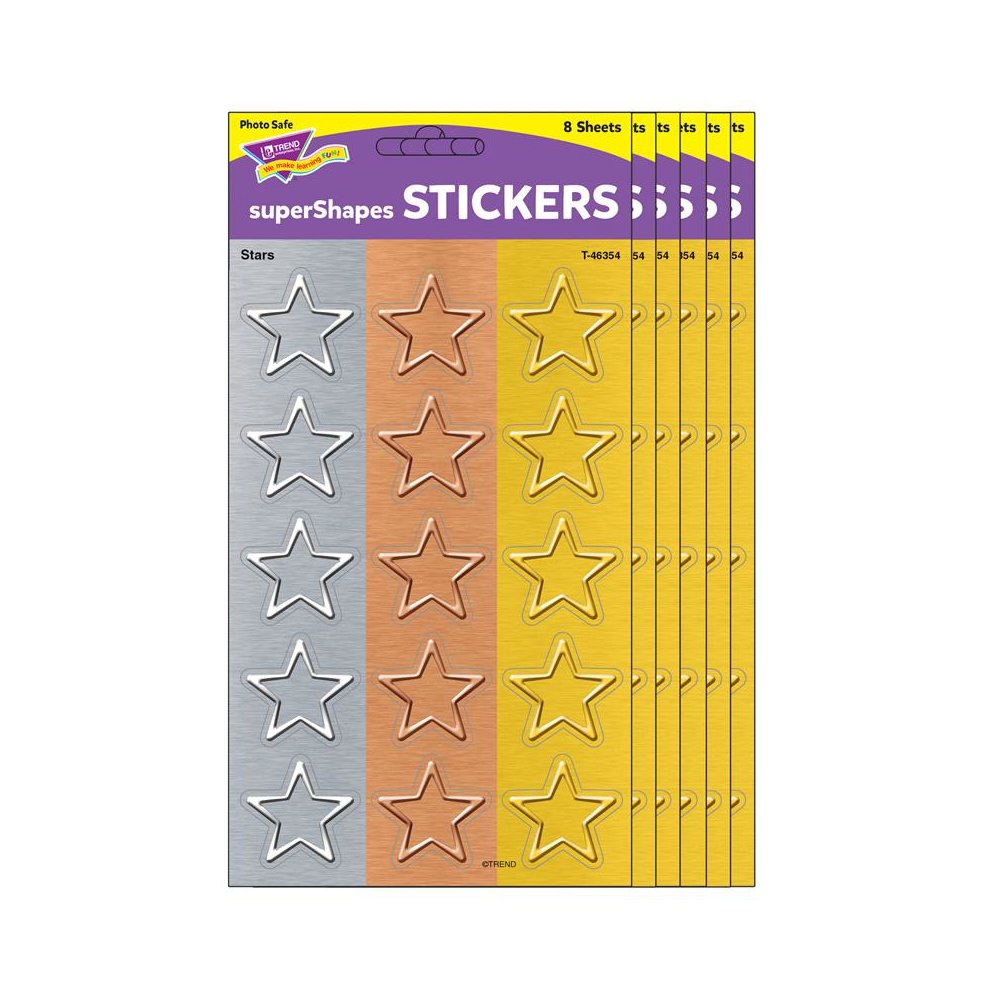 I Love Metal Stars superShapes Stickers - Large, 120 Per Pack, 6 Packs. Picture 1