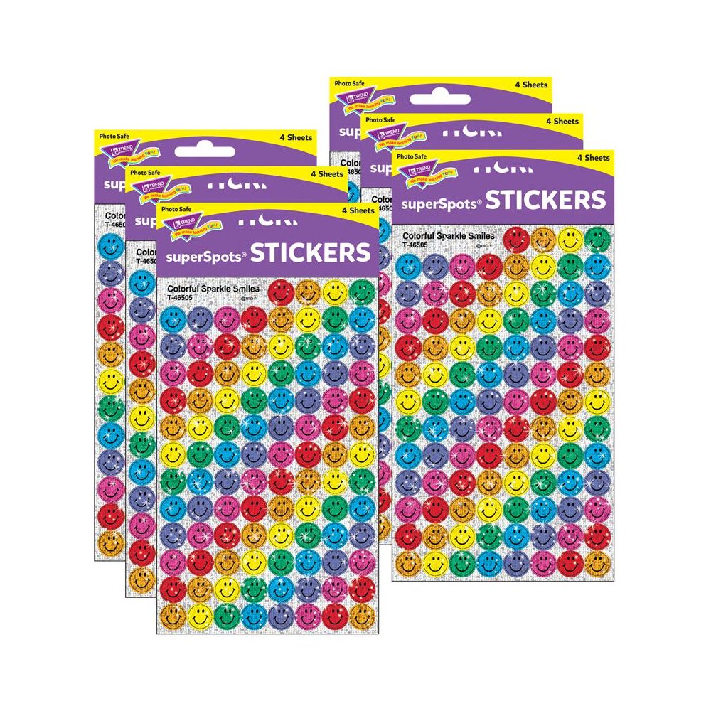 Colorful Smiles superSpots Stickers-Sparkle, 400 Per Pack, 6 Packs. Picture 1