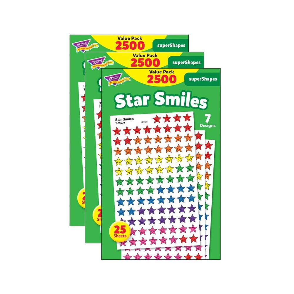 Star Smiles superShapes Stickers Value Pack, 2500 Per Pack, 3 Packs. Picture 1