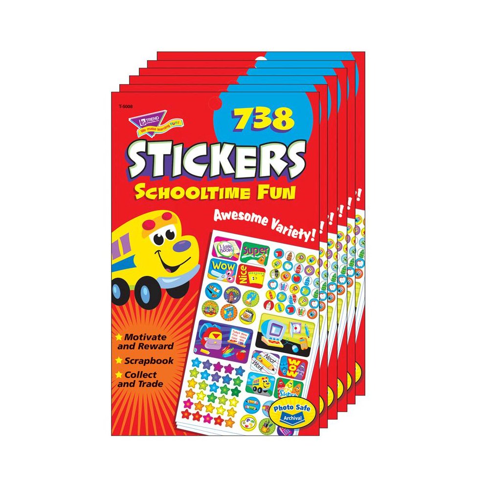 Schooltime Fun Sticker Pad, 738 Sticker Per Pad, Pack of 6. Picture 1