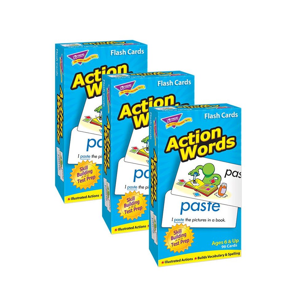 Action Words Skill Drill Flash Cards, 3 Packs. Picture 1
