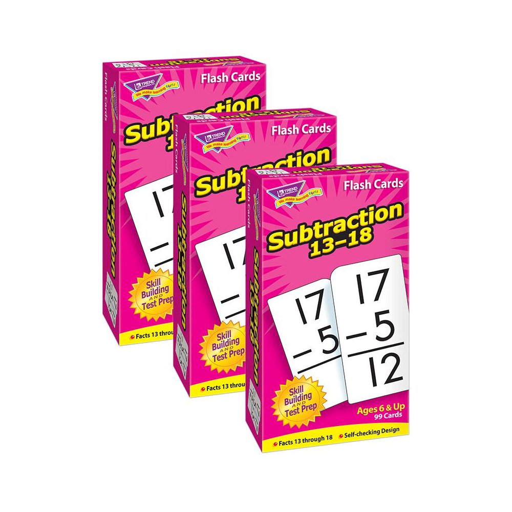 Subtraction 13-18 Skill Drill Flash Cards, 3 Packs. Picture 1