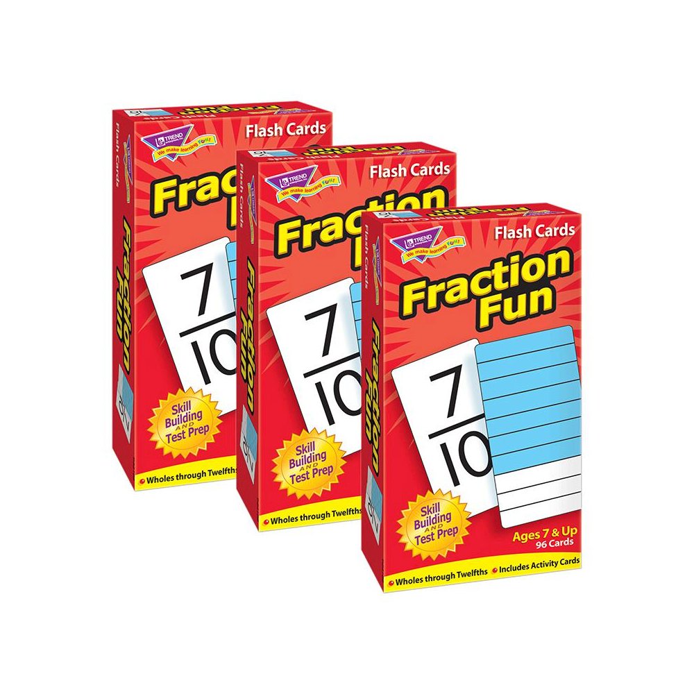 Fraction Fun Skill Drill Flash Cards, 3 Packs. Picture 1