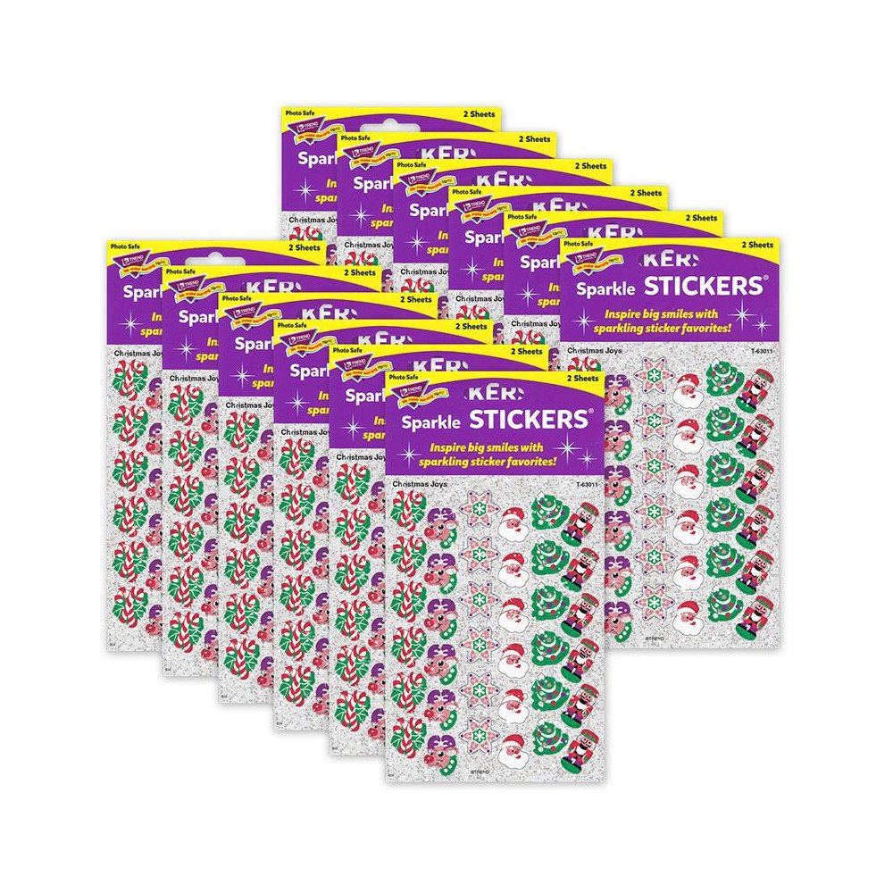 Christmas Joys Sparkle Stickers, 72 Per Pack, 12 Packs. Picture 1