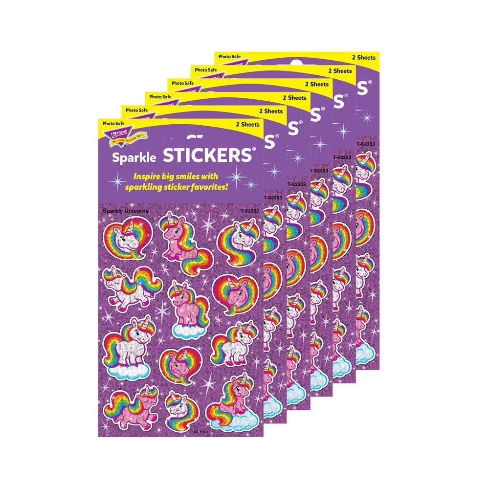 Sparkly Unicorns Sparkle Stickers, 24 Per Pack, 6 Packs. Picture 1