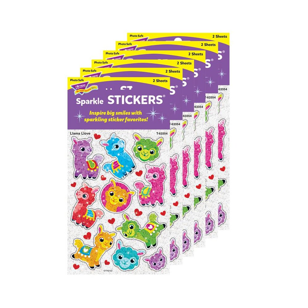 Llama Llove Sparkle Stickers, 20 Per Pack, 6 Packs. Picture 1