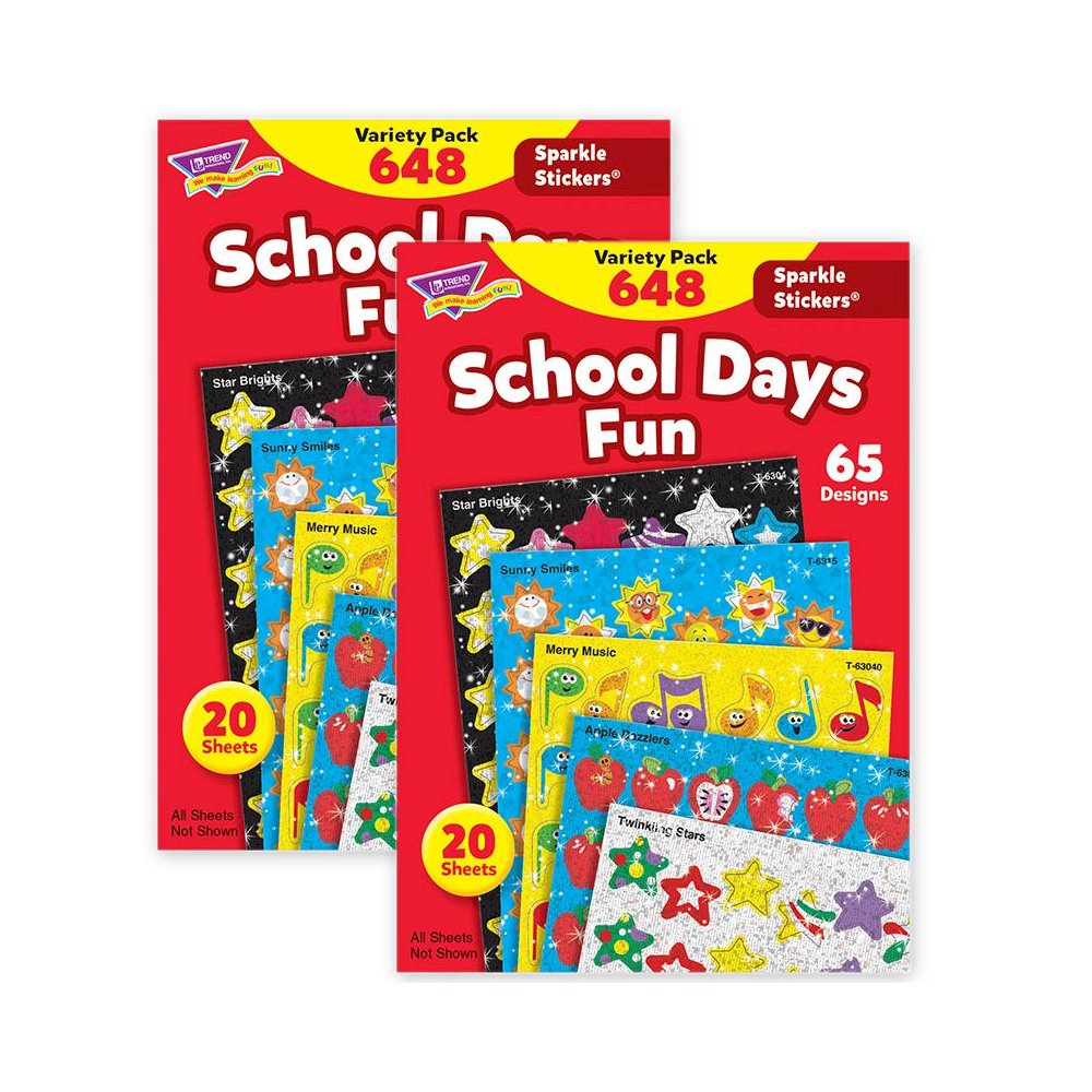 School Days Sparkle Stickers Variety Pack, 2 Packs. Picture 1
