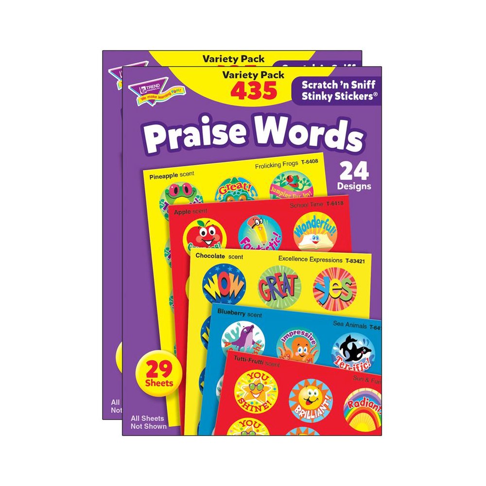 Praise Words Stinky Stickers Variety Pack, 435 Per Pack, 2 Packs. Picture 1