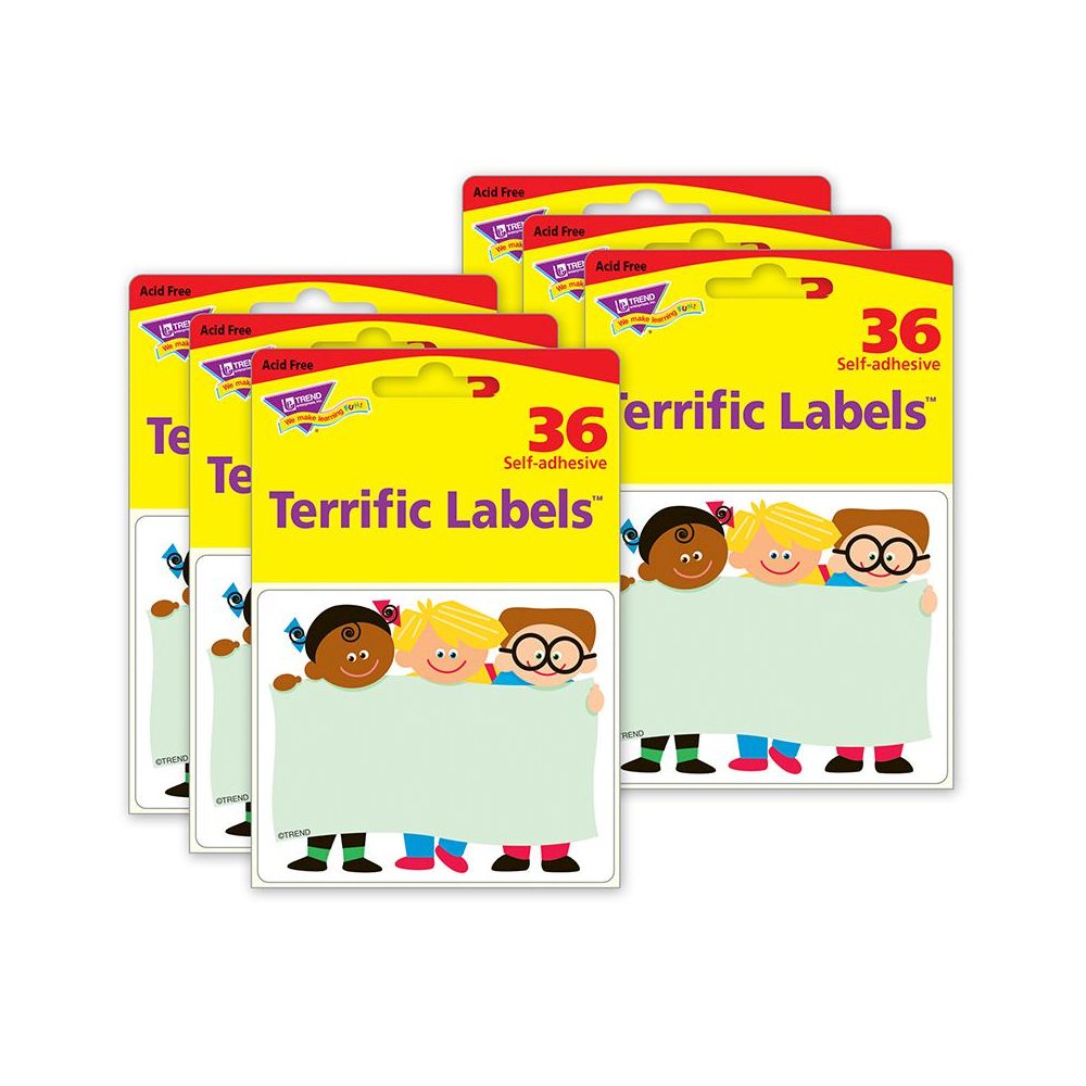 TREND Kids Terrific Labels, 36 Per Pack, 6 Packs. Picture 1