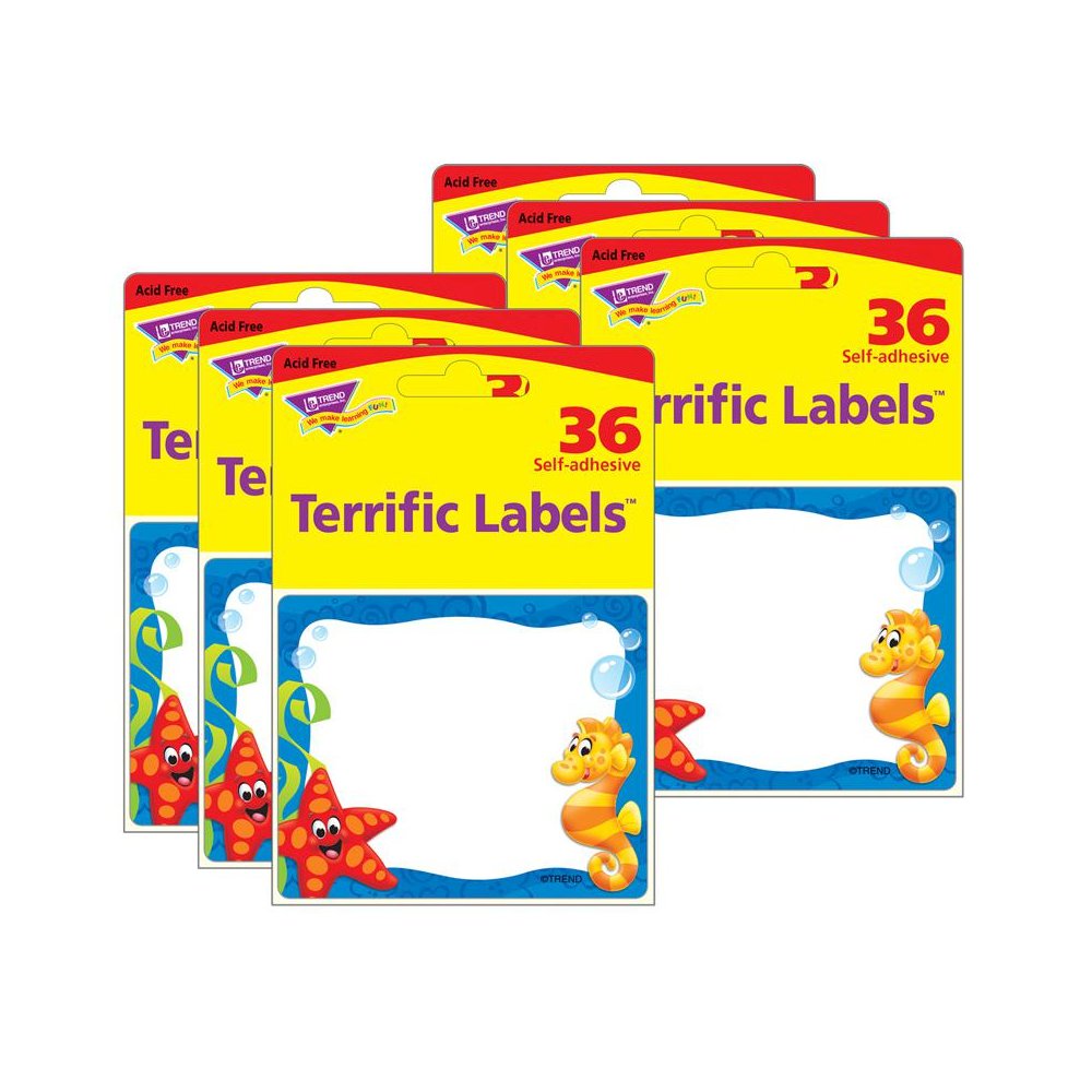 Sea Buddies Terrific Labels, 36 Per Pack, 6 Packs. Picture 1
